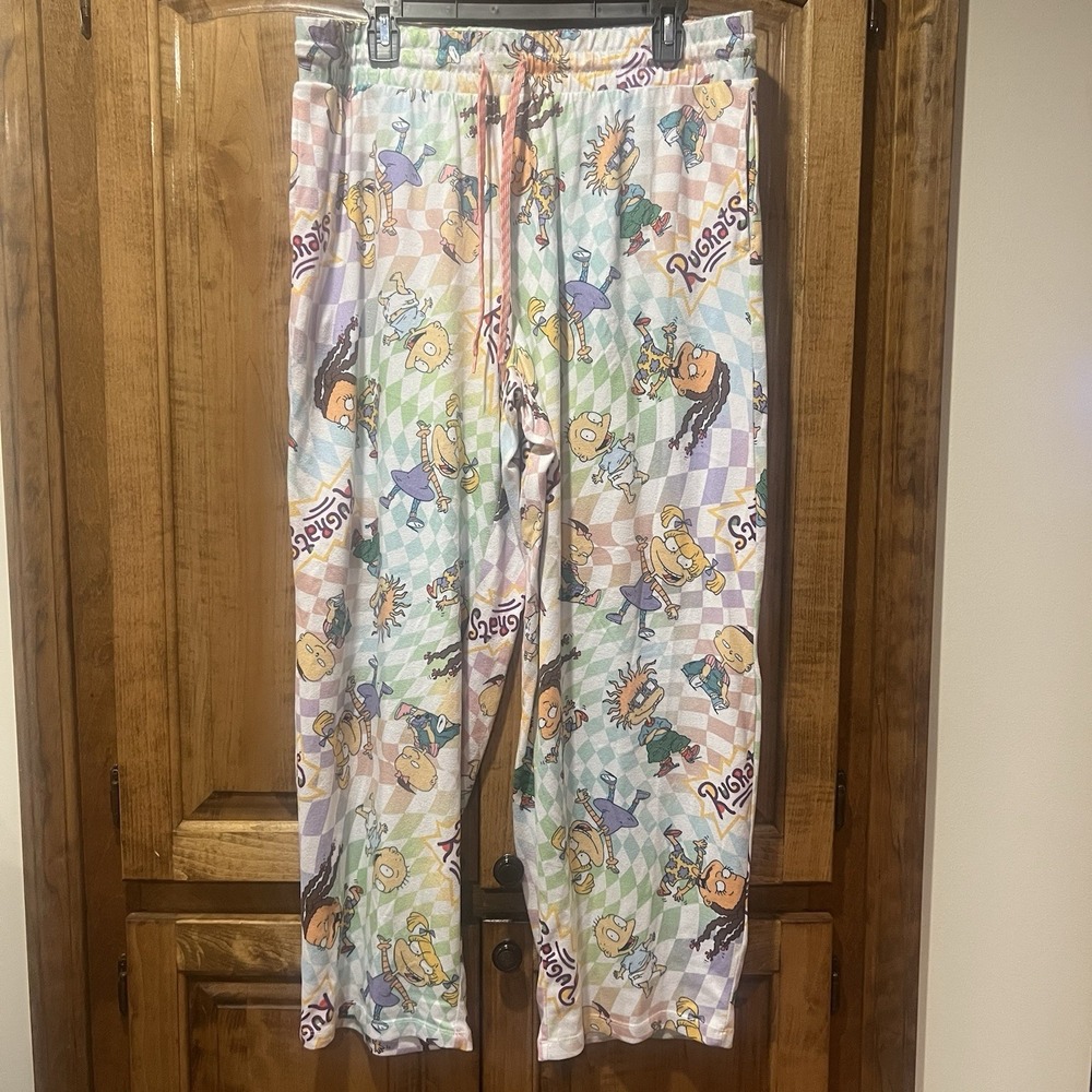 Nickelodeon Pajama Pants Women's Sz XL (16/18) Multicolor Check‎ Rugrats